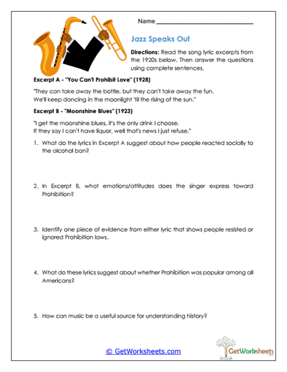 Jazz Interpretation Worksheet