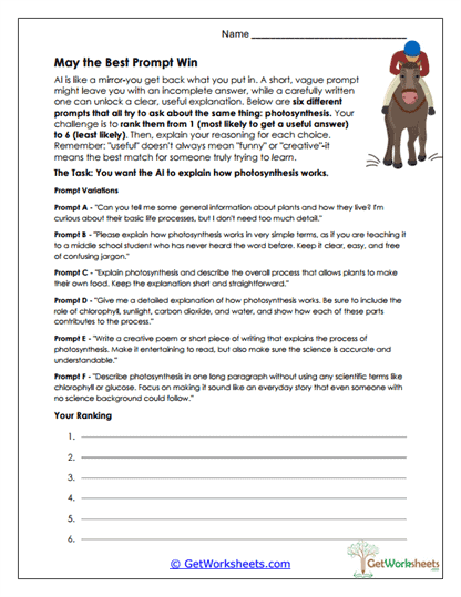 AI Prompt Variations Worksheets