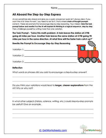 Step-by-Step Reasoning Worksheet