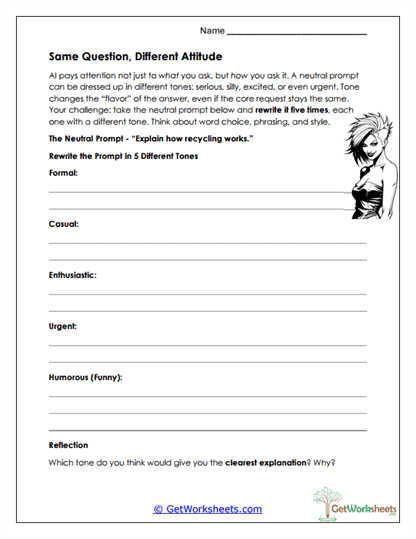 Tone Variations Worksheet