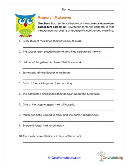Mismatch Makeover Worksheet