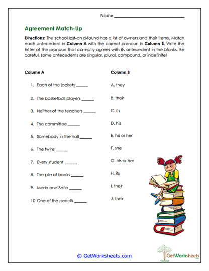Agreement Match-Up Worksheet