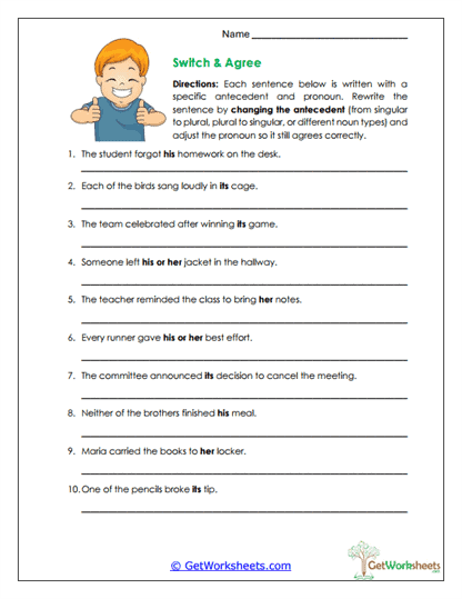 Switch & Agree Worksheet