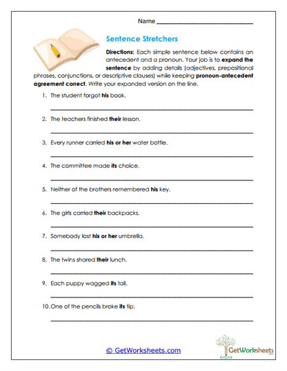 Sentence Stretchers Worksheet