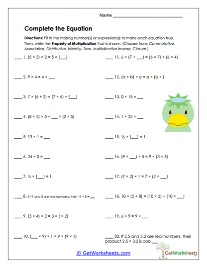 Equation Builder Worksheet