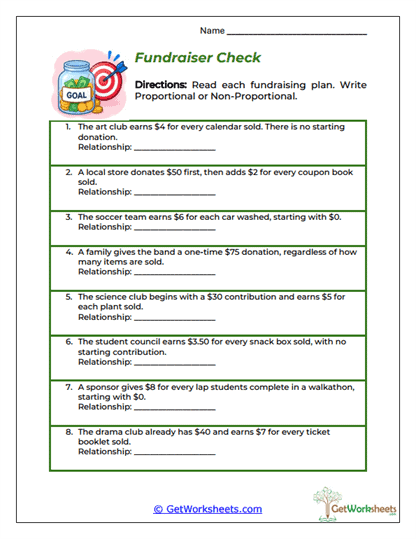 Fundraiser Check Worksheet