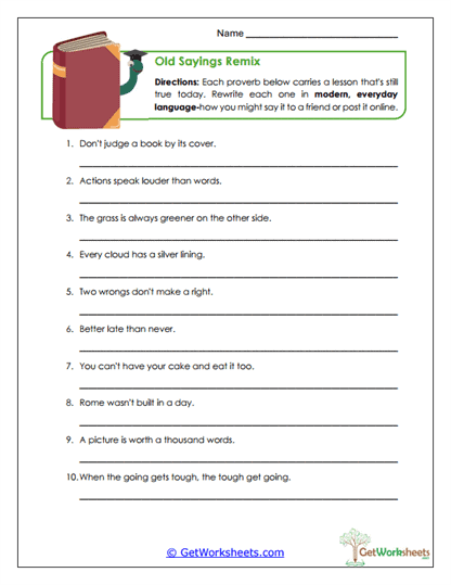 Old Sayings Remix Worksheet