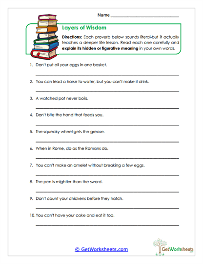 Layers of Wisdom Worksheet