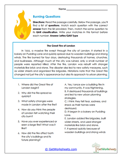 Burning Questions Worksheet