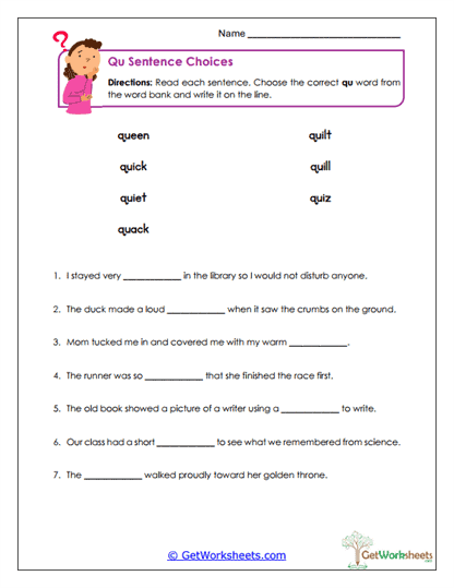 Sentence Choices Worksheet