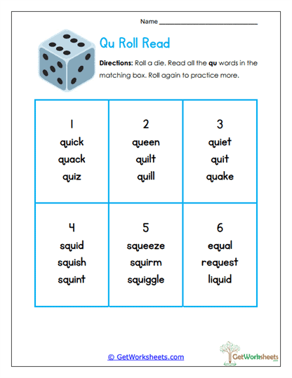 Roll & Read Worksheet