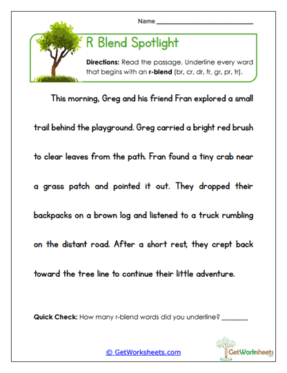 Blend Spotlight Worksheet