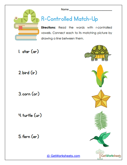 R-Controlled Match-Up Worksheet