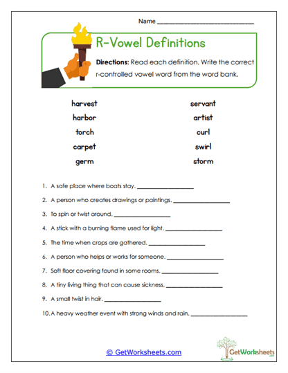 Distinguishing Definitions Worksheet