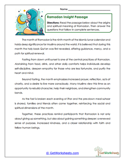 Ramadan Worksheets