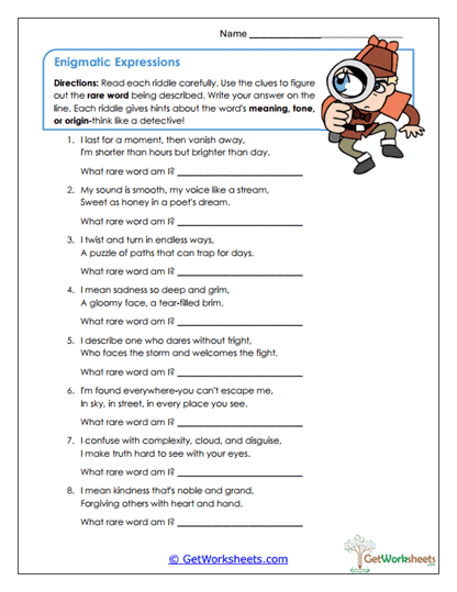 Enigmatic Expressions Worksheet