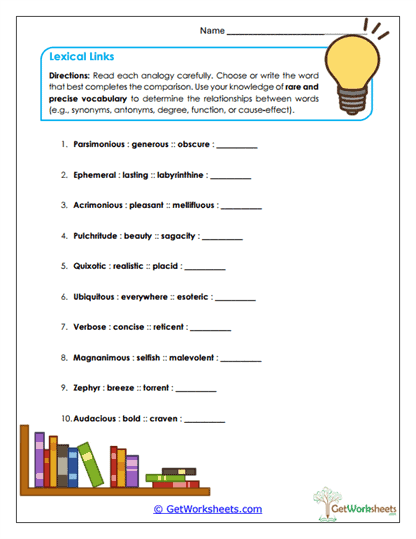 Lexical Links Worksheet