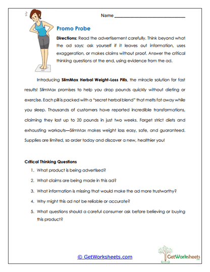 Promo Probe Worksheet
