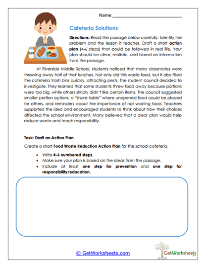 Cafeteria Solutions Worksheet