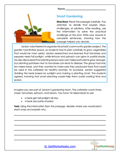 Smart Gardening Worksheet