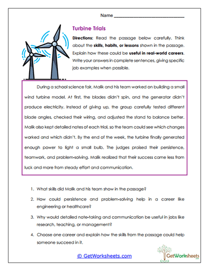 Turbine Trials Worksheet
