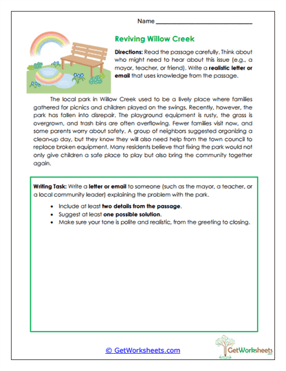 Reviving Willow Creek Worksheet