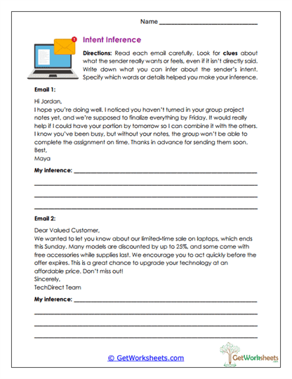 Intent Inference Worksheet