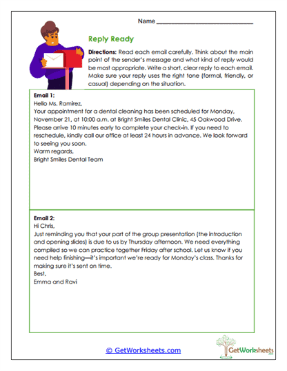 Reply Ready Worksheet