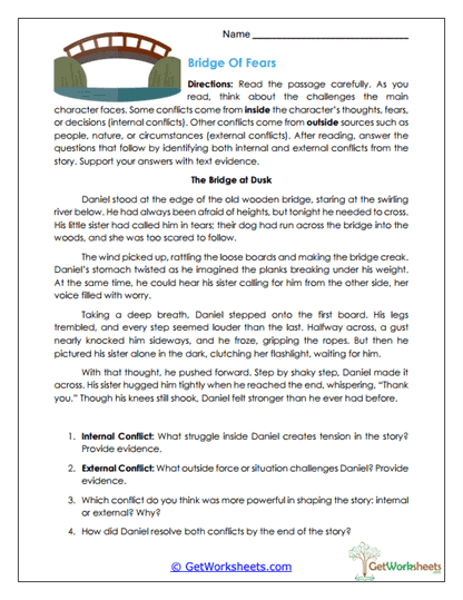 Bridge of Fears Worksheet