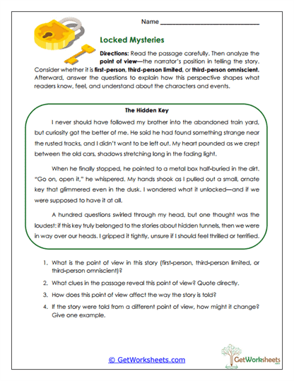 Locked Mysteries Worksheet