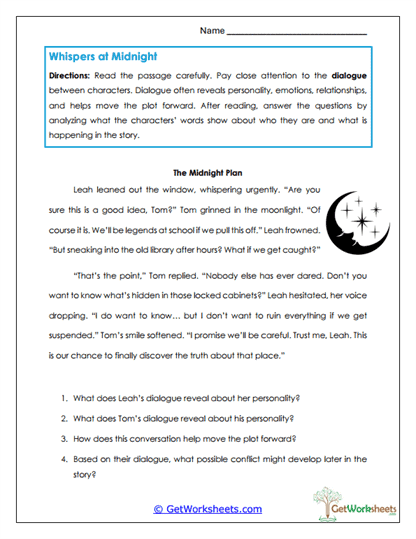 Whispers at Midnight Worksheet