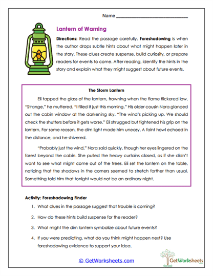 Lantern of Warning Worksheet