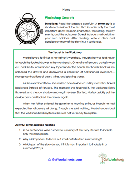 Workshop Secrets Worksheet