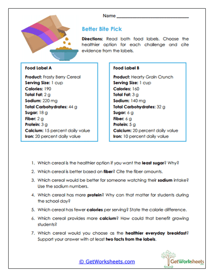 Better Bite Pick Worksheet