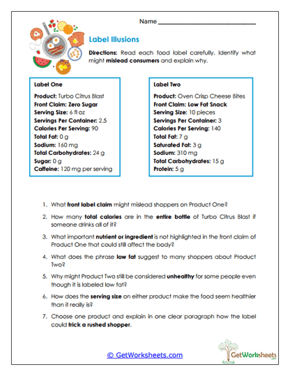 Label Illusions Worksheet