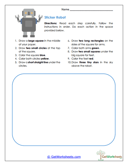 Sticker Robot Worksheet