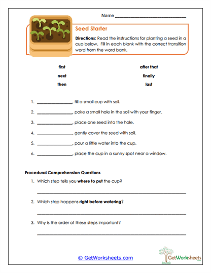 Seed Starter Worksheet