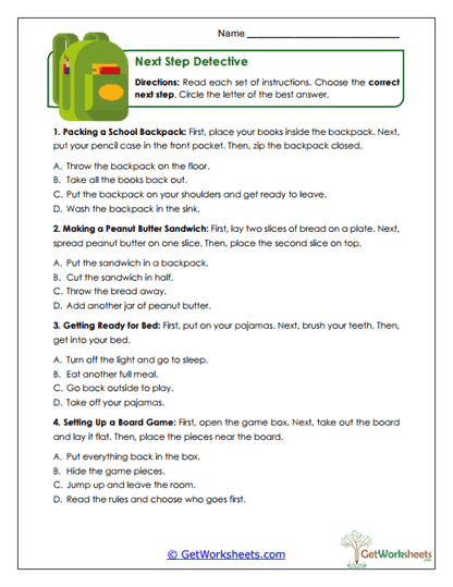 Next Step Detective Worksheet