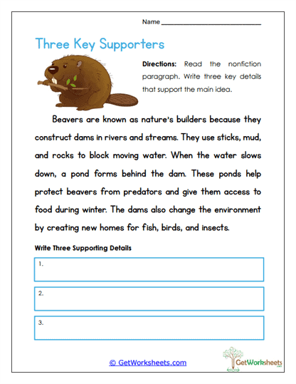 Three Key Supporters Worksheet