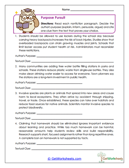 Purpose Pursuit Worksheet