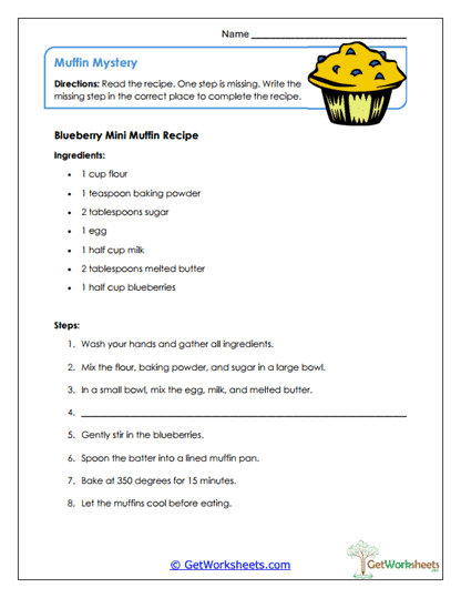 Muffin Mystery Worksheet