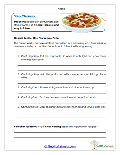 Step Cleanup Worksheet