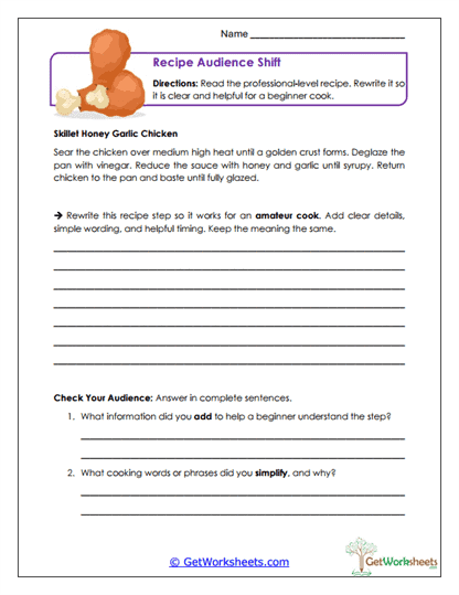 Recipe Audience Shift Worksheet