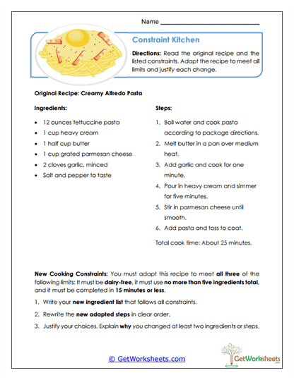 Constraint Kitchen Worksheet