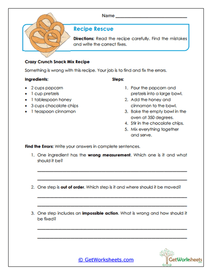 Recipe Rescue Worksheet