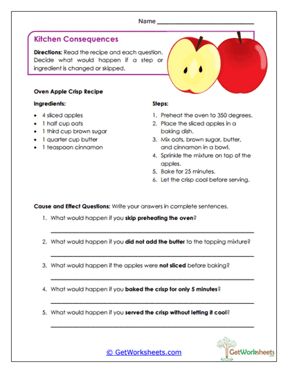 Kitchen Consequences Worksheet