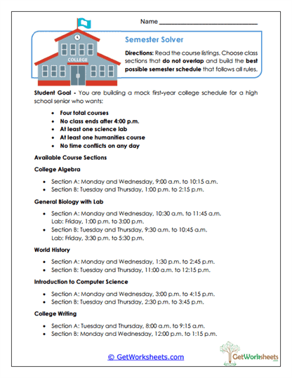 Semester Solver Worksheet