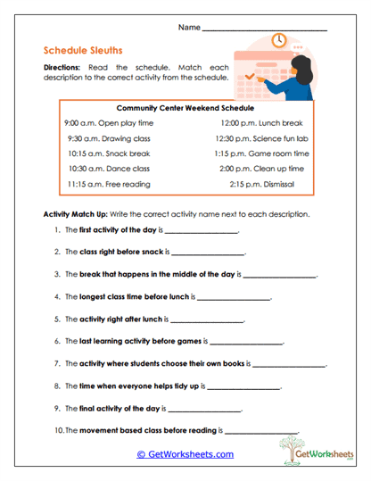 Schedule Sleuths Worksheet