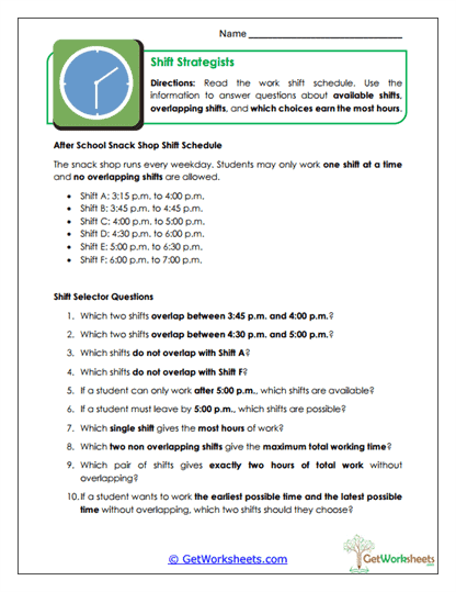 Shift Strategists Worksheet
