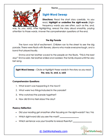 Sight-Word Sweep Worksheet